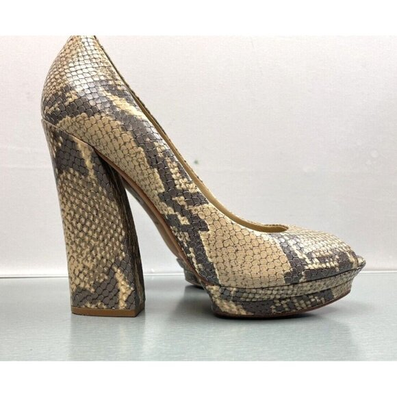 BCBGMaxazria Women's Dahlia 1 Pumps High Heel Snake Embossed Leather 8 B/38 - Picture 6 of 16